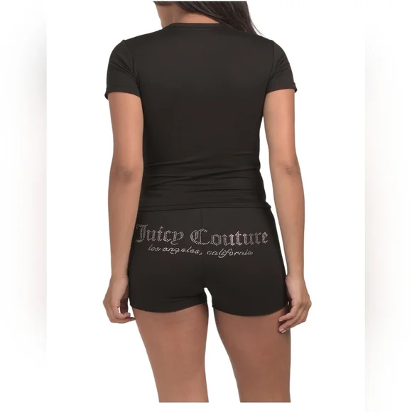 Juicy Couture Black 2 Piece Tight Fit Rhinestone Sleepwear Set - Picture 2 of 2